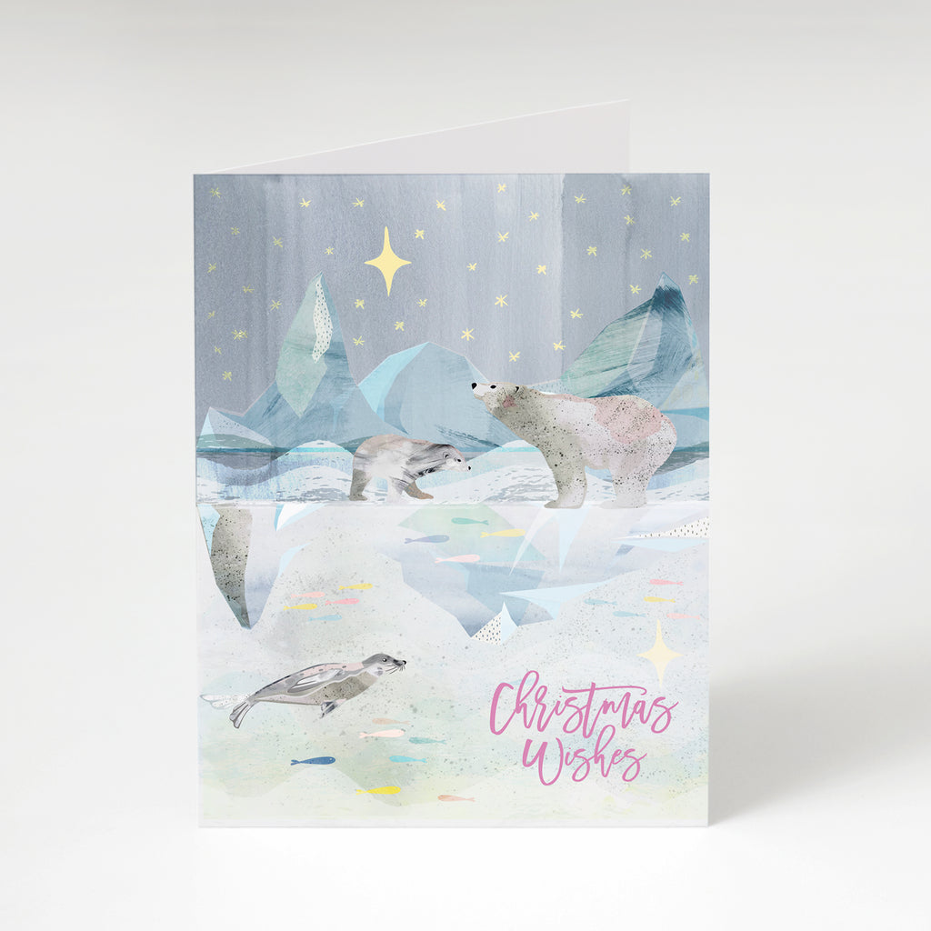 Stargazing Polar Bears - A6 Christmas Card - Braw Paper Co