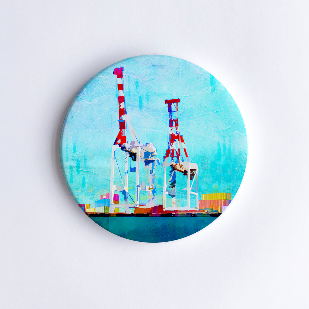 Fremantle Port Cranes Ceramic Coaster - Braw Paper Co