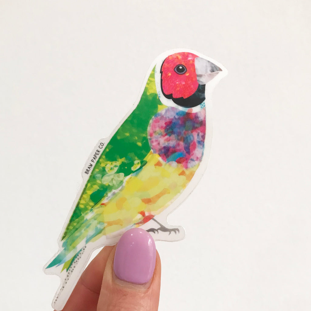 Gouldian Finch, vinyl sticker, removable sticker for smooth surfaces