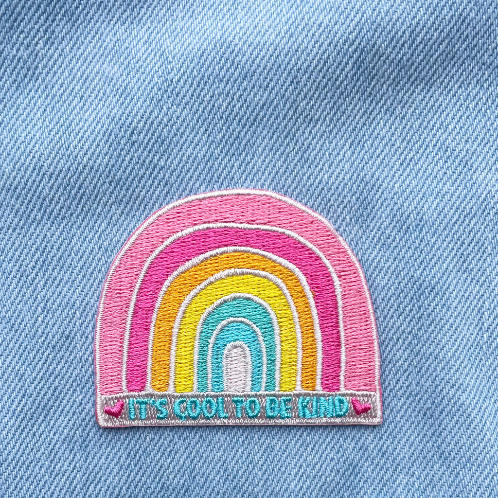 Iron On Patch - 'It's Cool To Be Kind' Rainbow