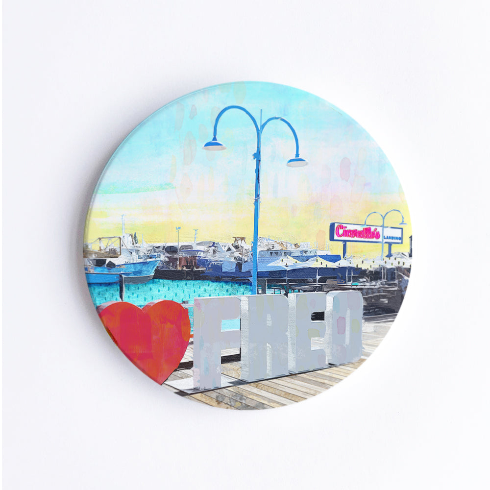 'Love Freo' Fishing Boat Harbour Ceramic Coaster (Seconds)