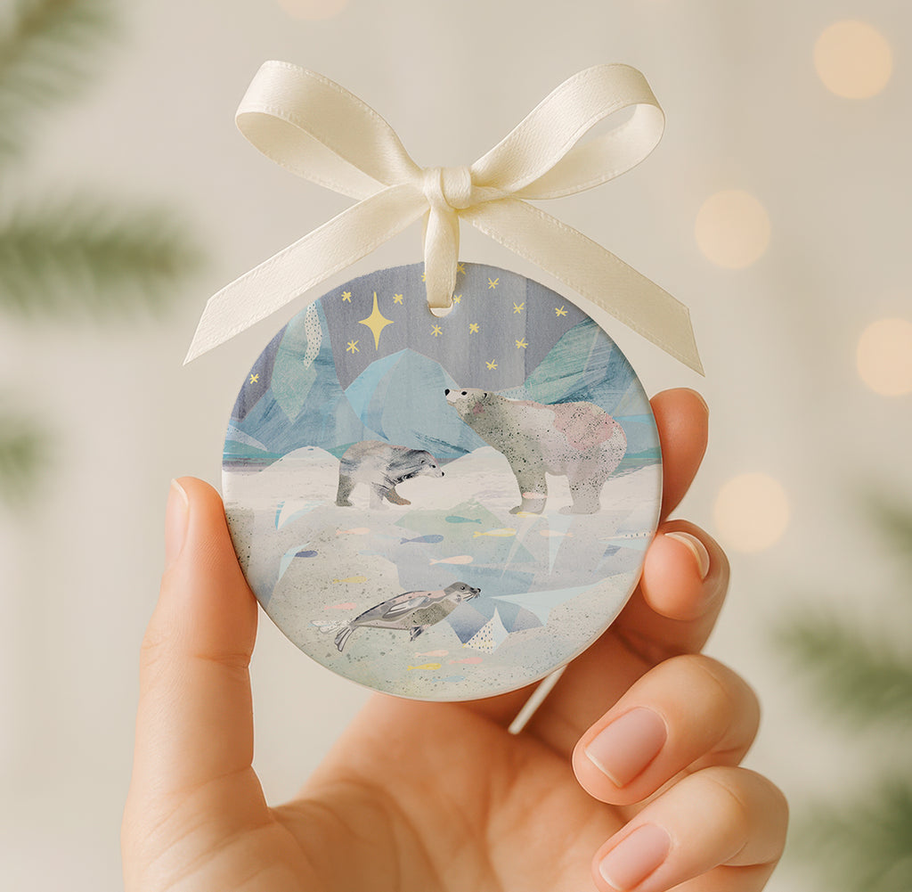 Sterngucker Eisbären - Keramik Ornament