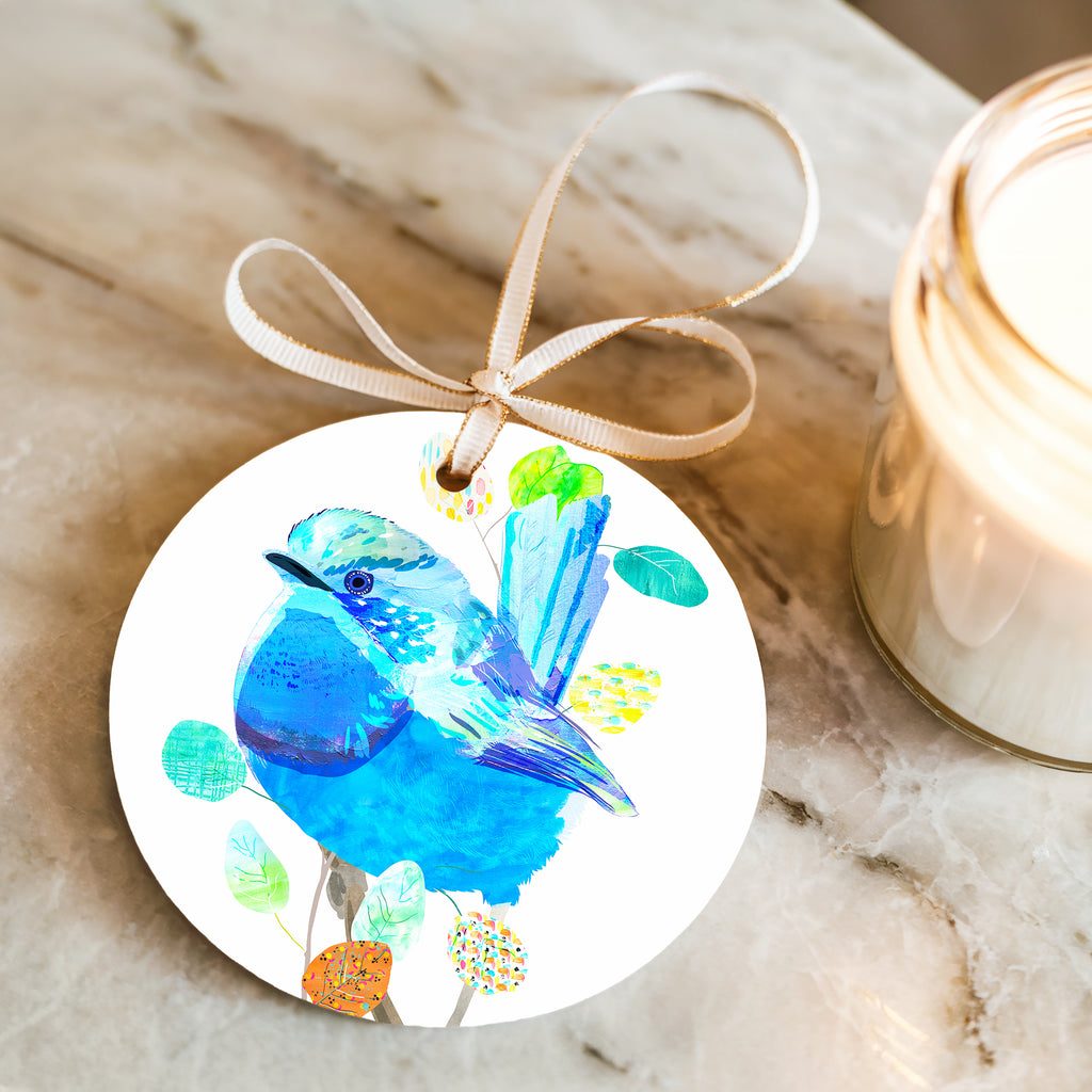 Prächtiger Feenzaunkönig - Keramikornament