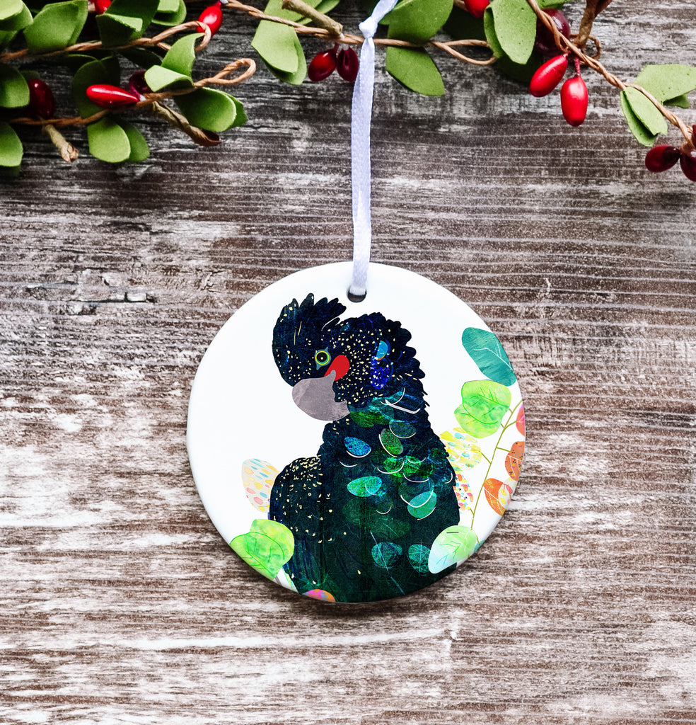 Black Cockatoo Ceramic Ornament - Seconds