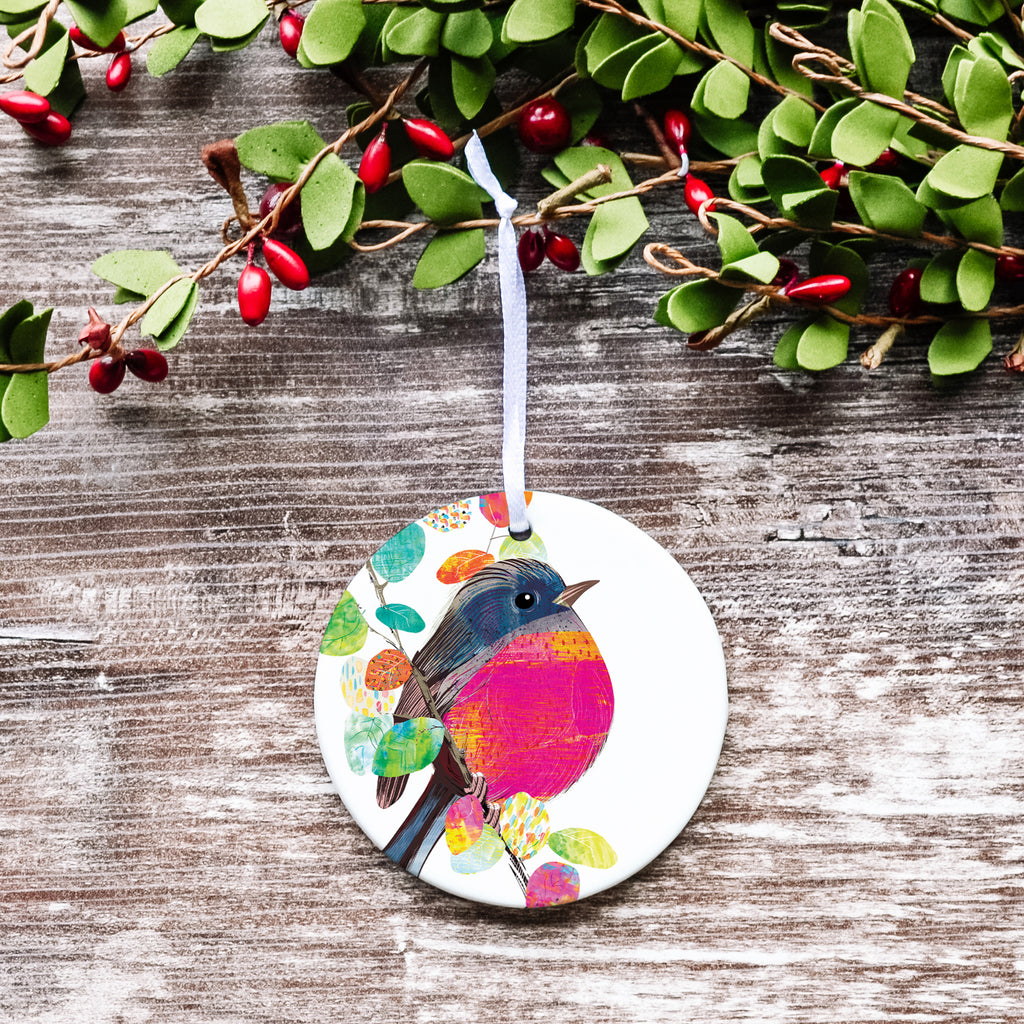 Pink Robin Ceramic Ornament - Seconds