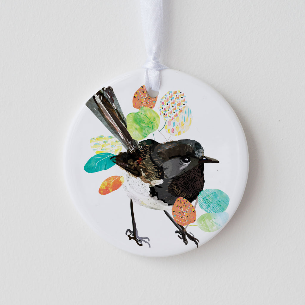 Willie Wagtail Ceramic Ornament - Seconds