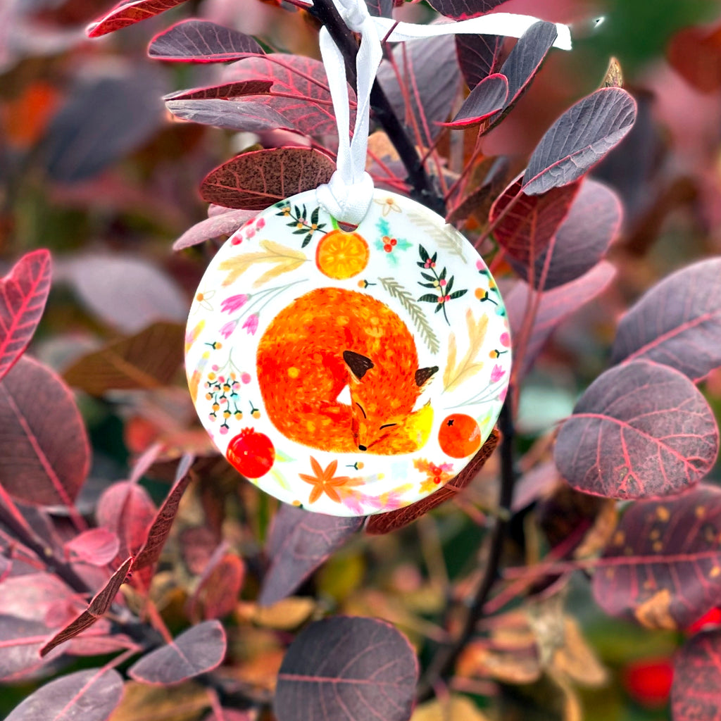 Sleepy Fox Ceramic Ornament - Seconds
