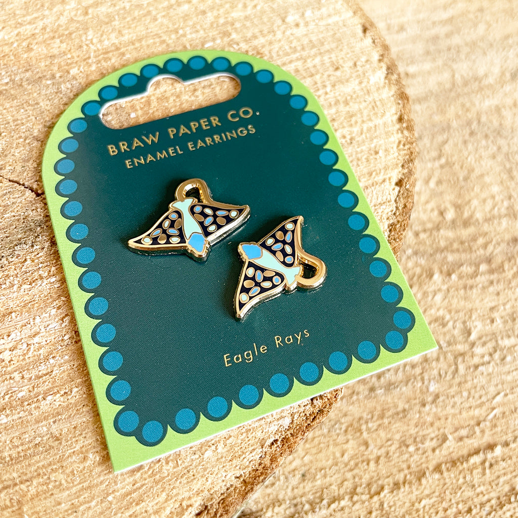 Eagle Ray Enamel Stud Earrings - Preorder