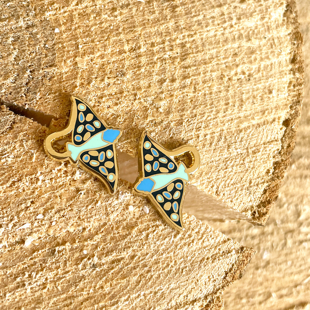 Eagle Ray Enamel Stud Earrings - Preorder