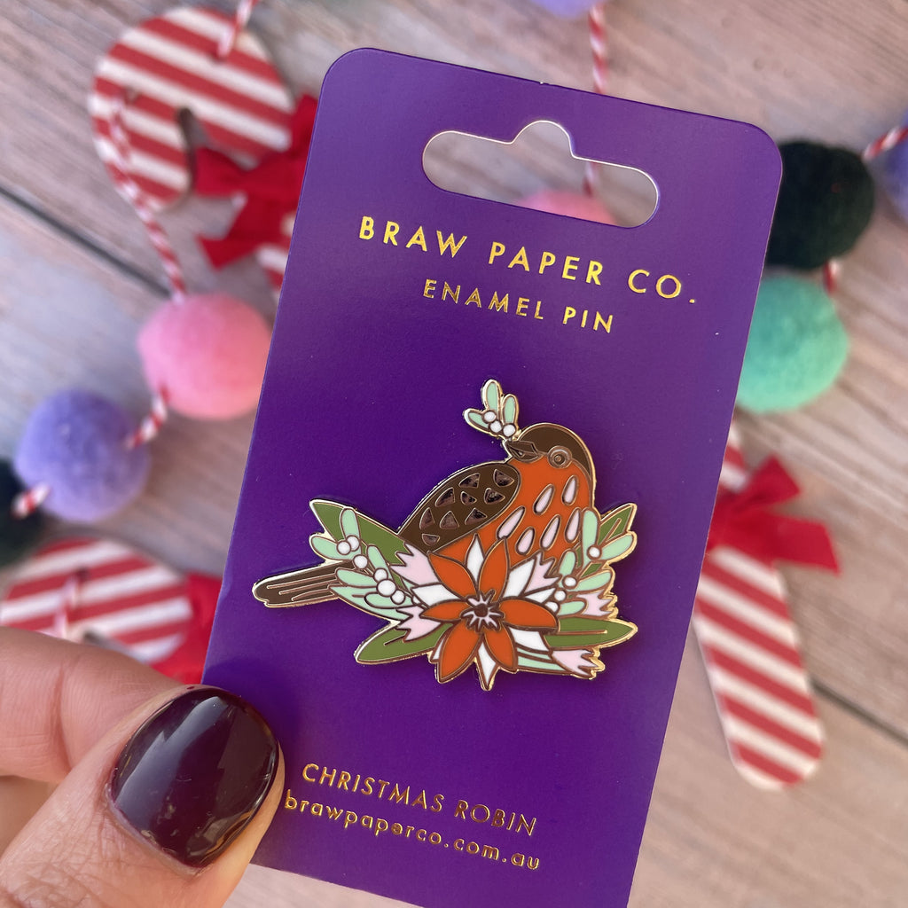 Christmas Robin Enamel Pin - Limited Edition