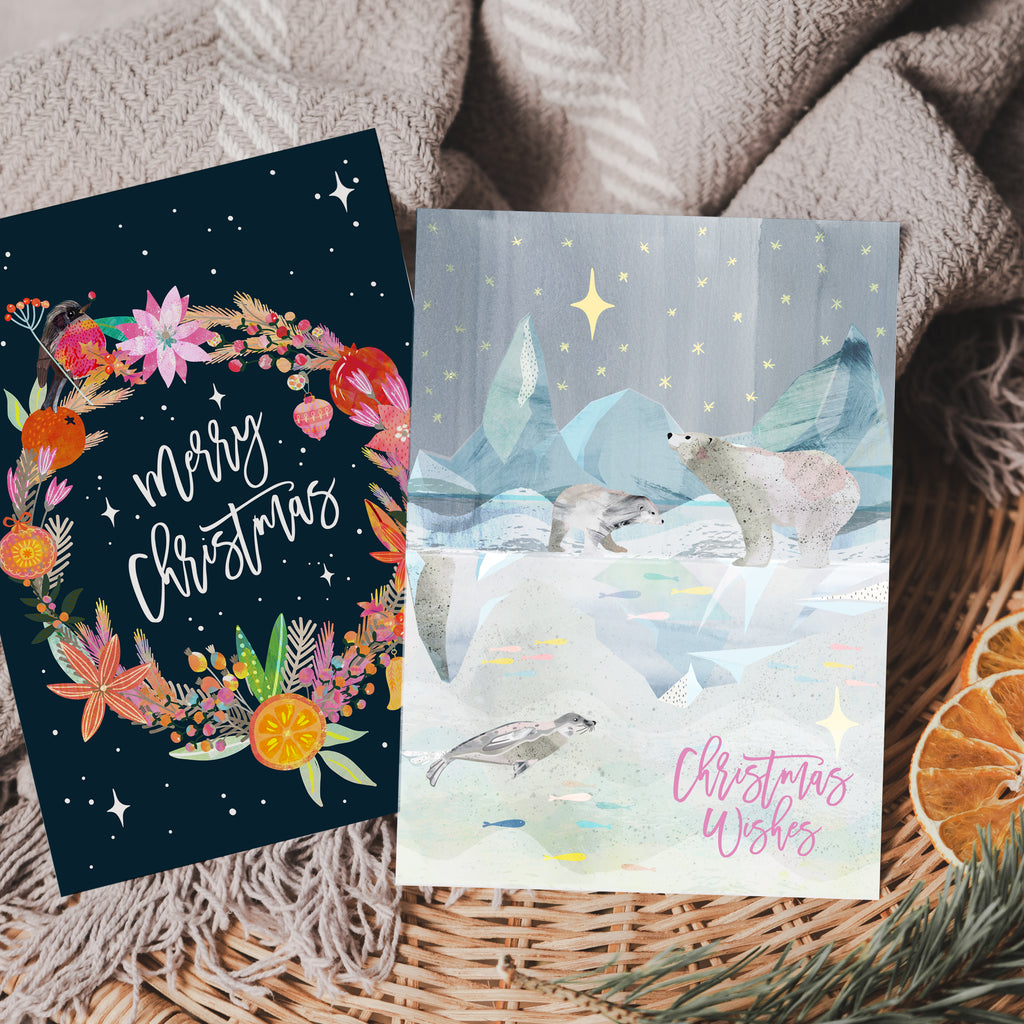 Robin & Wreath - A6 Christmas Card