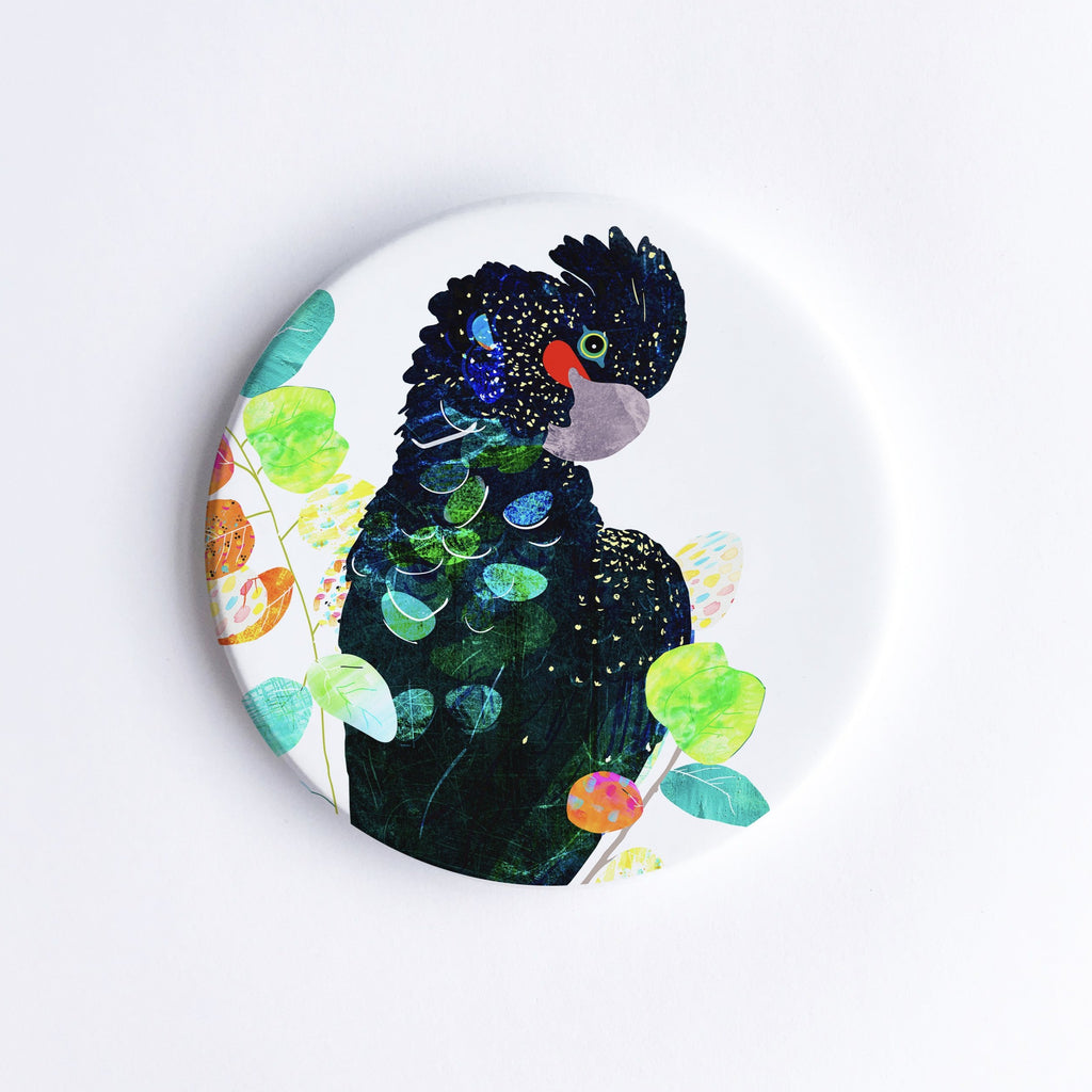 Red-Tailed Black Cockatoo Ceramic Coaster - Braw Paper Co