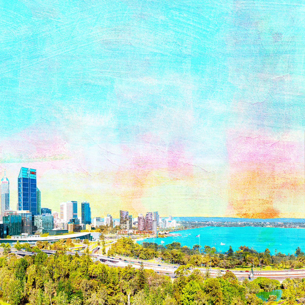 View over Perth from Kings Park Ceramic Coaster - Braw Paper Co