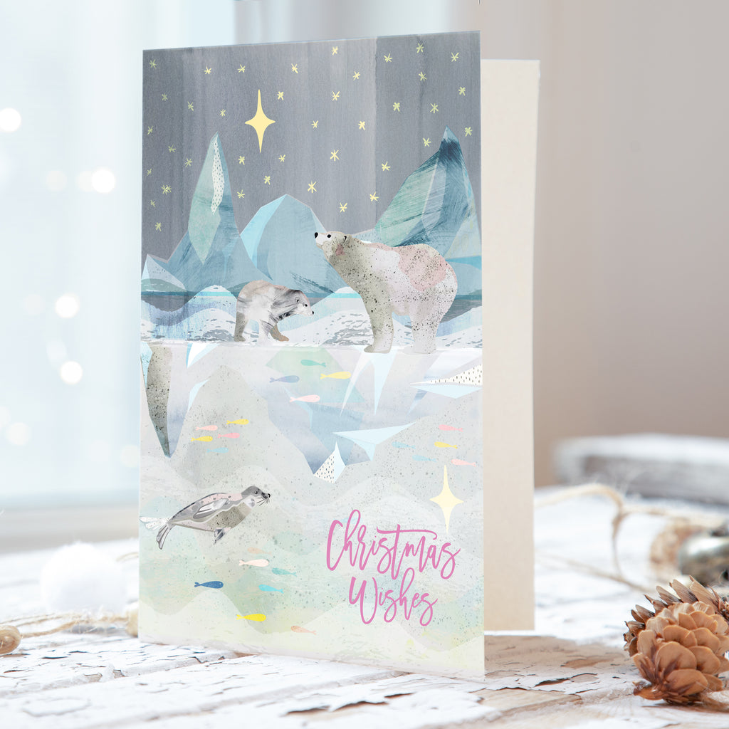 Stargazing Polar Bears - A6 Christmas Card - Braw Paper Co