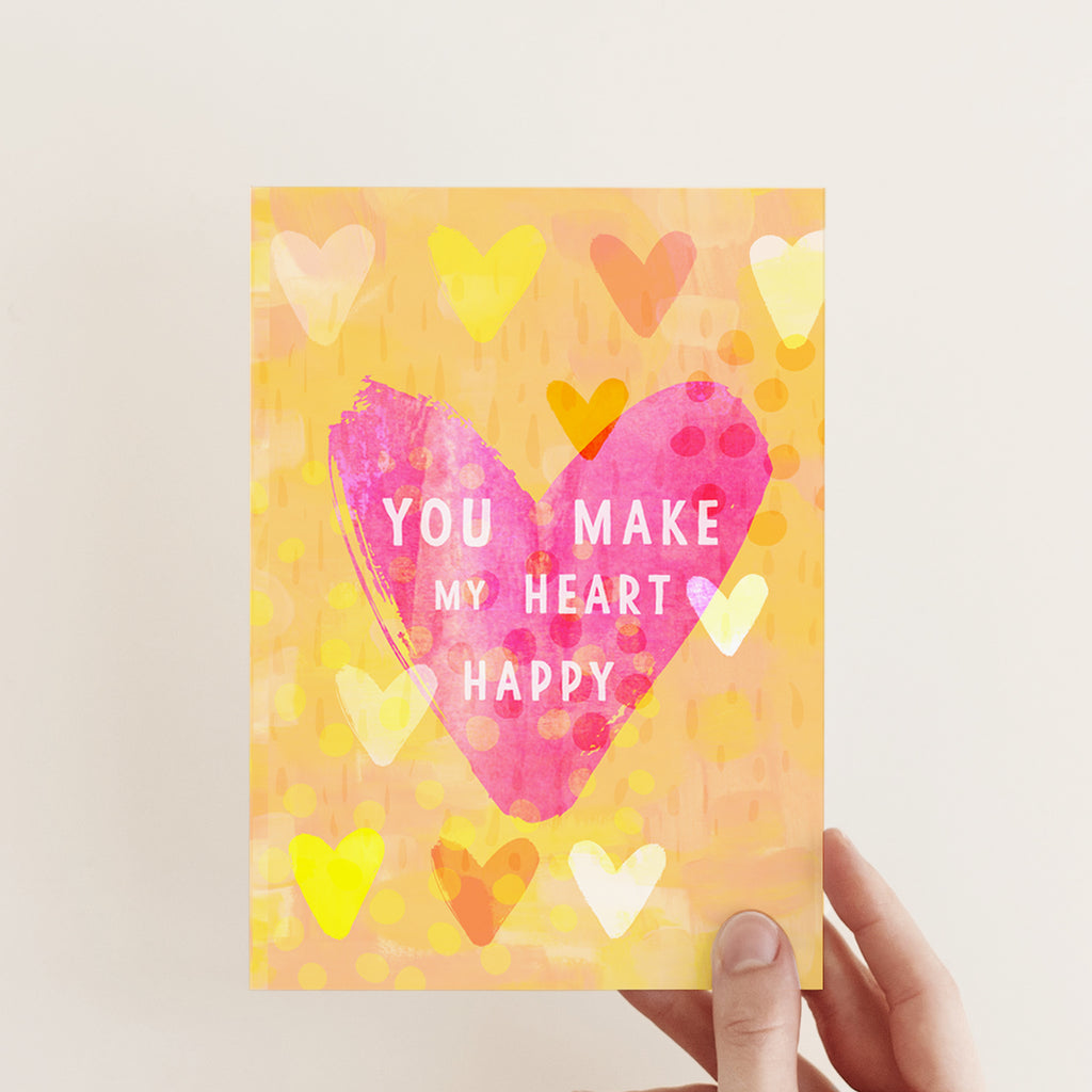 You Make My Heart Happy - A6 Greetings Card - Braw Paper Co