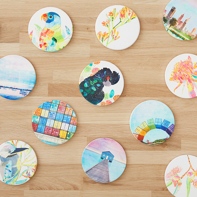 Australian Natives Landscapes Multi Buy Ceramic Coasters x 8