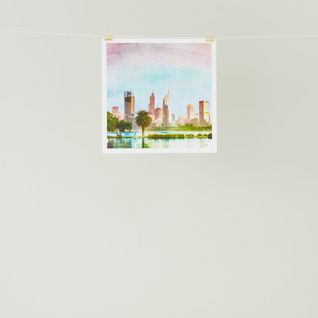 Perth City Skyline Art Print - Braw Paper Co