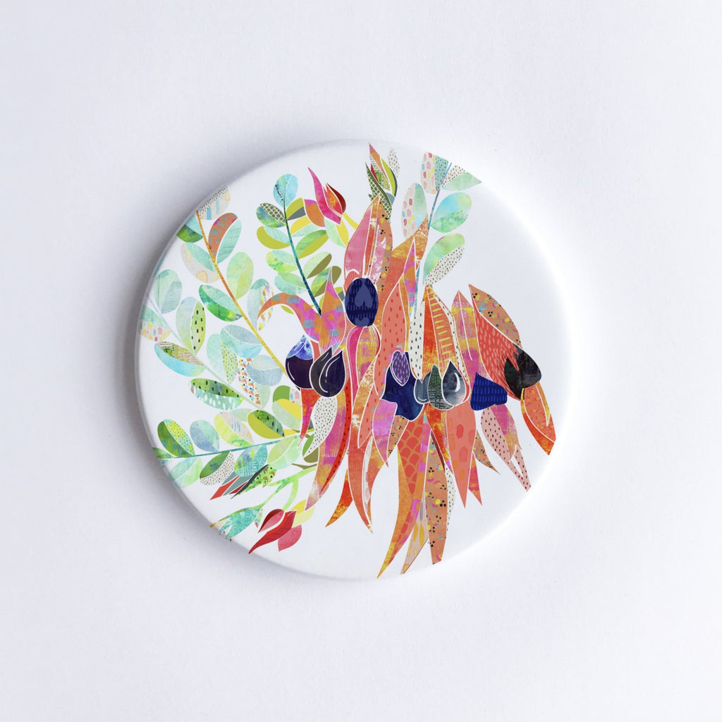 Sturt Desert Pea Ceramic Coaster - Braw Paper Co