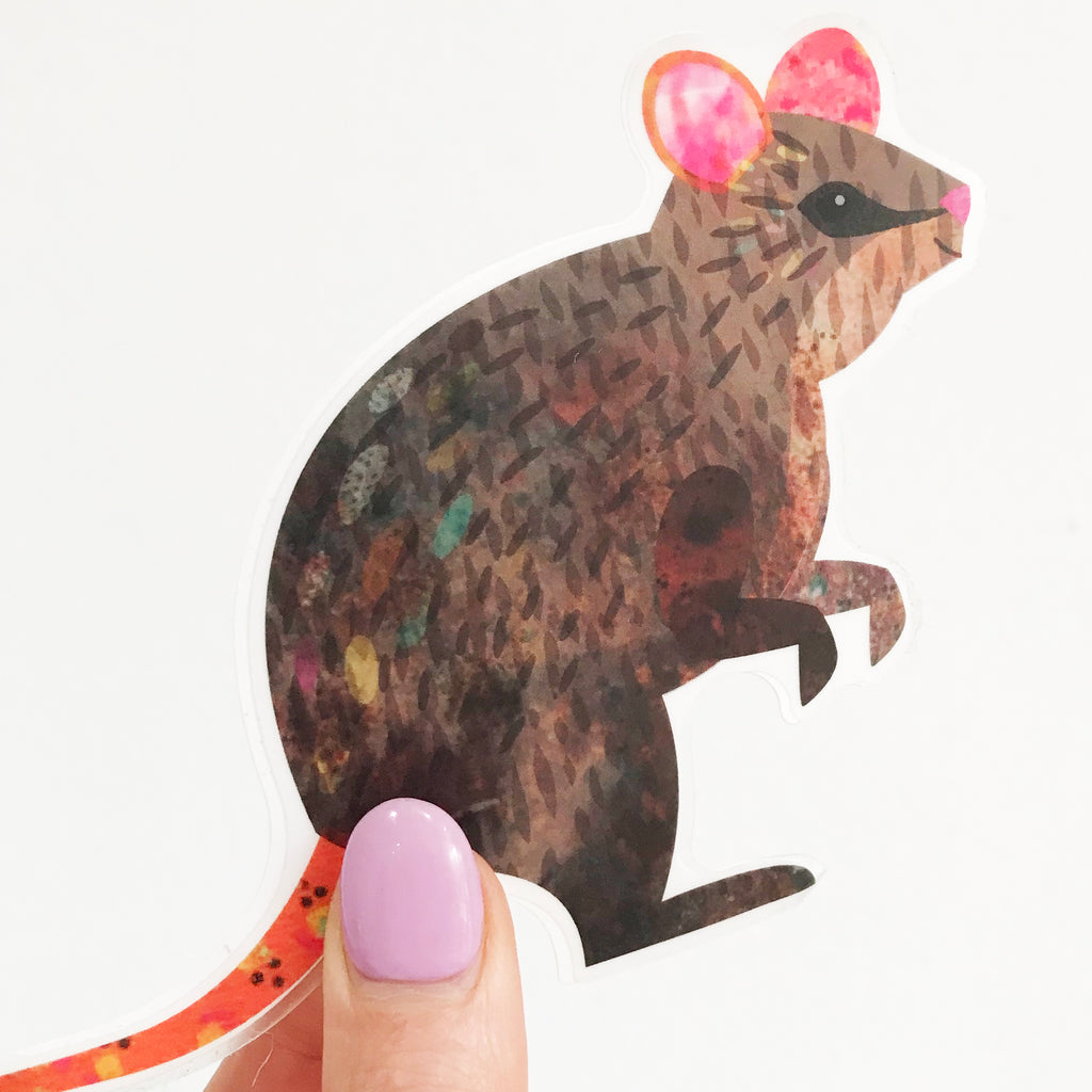 Quokka vinyl sticker, sticker, sticks onto smooth surfaces, removable, native australian animals, animal sticker