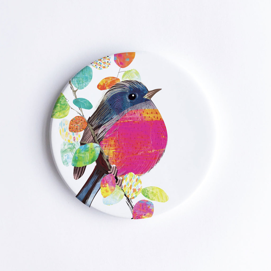Pink Robin Ceramic Coaster - Braw Paper Co