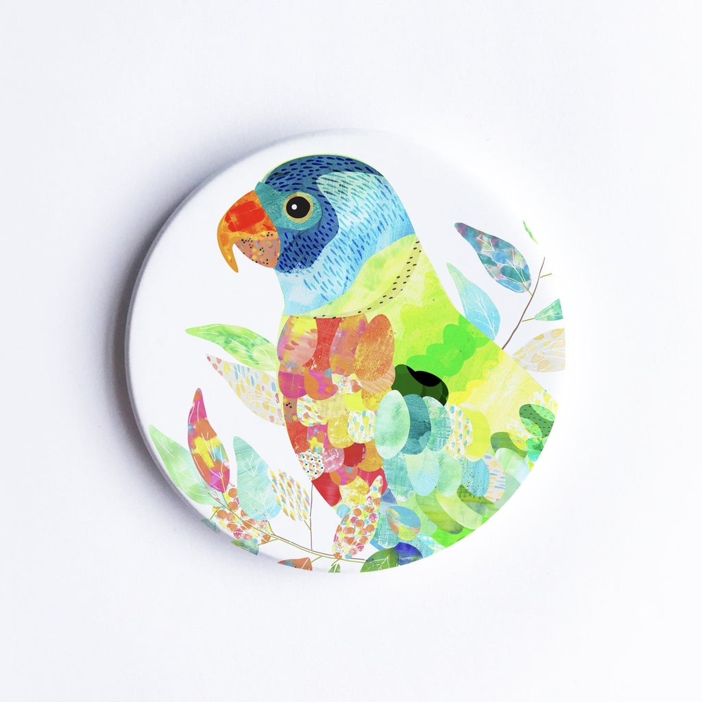 Rainbow Lorikeet Ceramic Coaster - Braw Paper Co