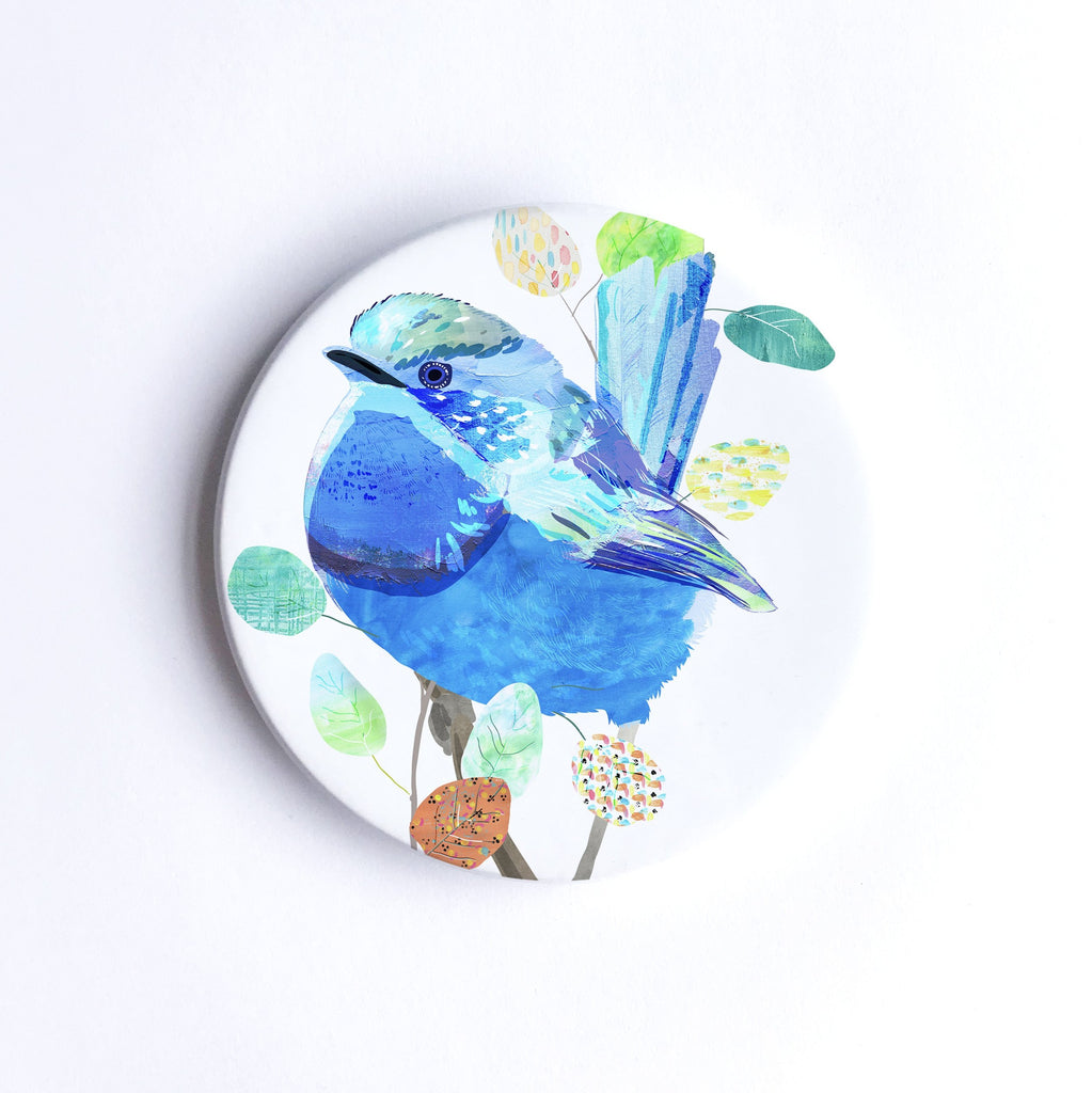 Splendid Fairy-Wren Hand Printed Ceramic Coaster - Braw Paper Co.- Designed and printed in Australia